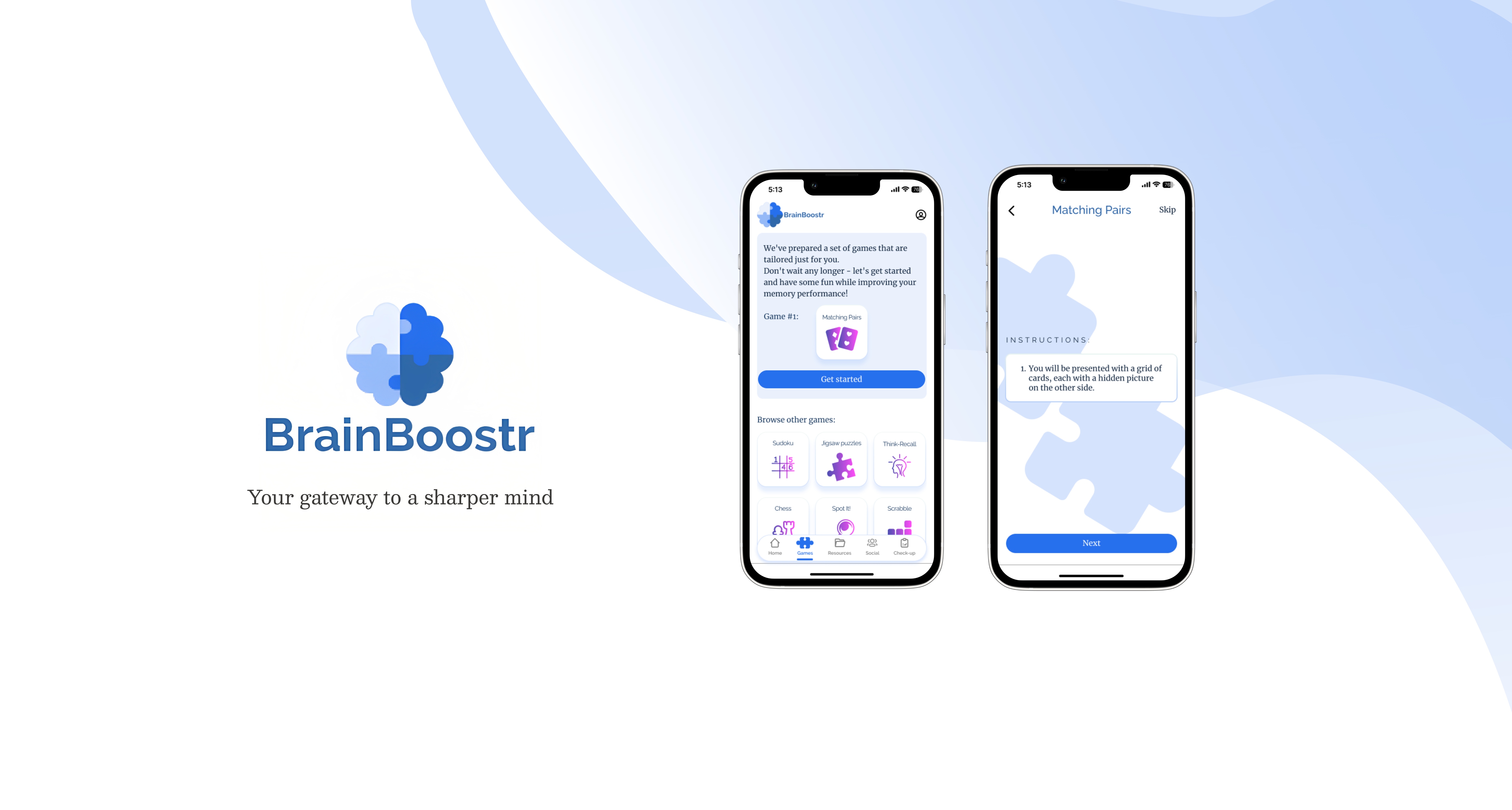 BrainBoostr app mockup